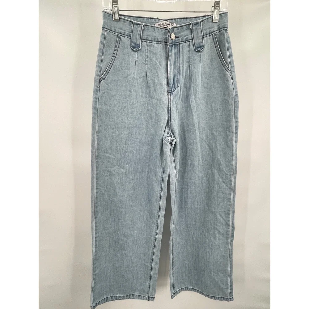 Womens Light Wash Wide Leg Denim Jeans Owned By UK Size L See Pics For Sizing‎